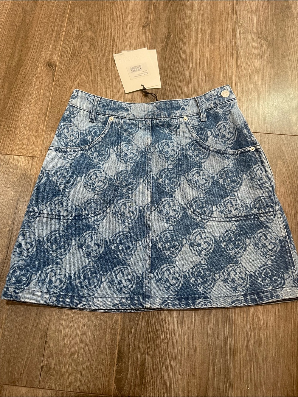 Kenzo Blue Patterned Denim Mini Skirt
